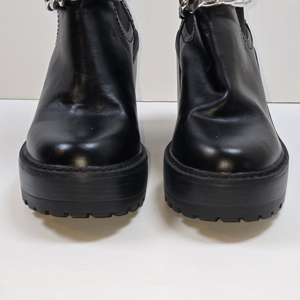 Madden Girl Chunky Platform Ankle Boots Chain Detail Lug Sole Size 9 Punk Goth - Picture 7 of 14